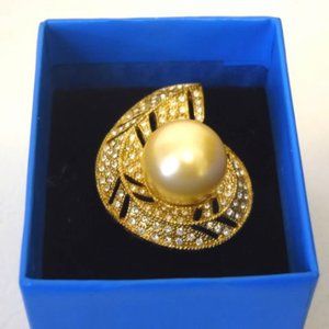 Pearlfection Faux South Sea Golden Pearl Pin